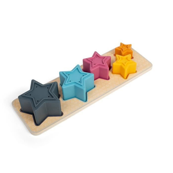 Bigjigs Toys Tähtisissä - 5 silikonitähtinä, muototutkinto, aistilelut, lapsille 12 kuukauden ja vanhemmille