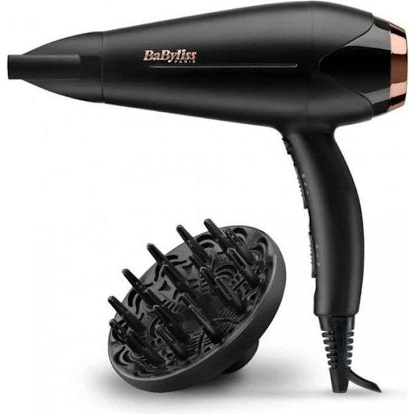 BaByliss D570DE - Turbo shine hiustenkuivaaja 2200W - Ionitoiminto - 3 lämpötilaa / 2 nopeutta - Turmaliini-Keraami musta