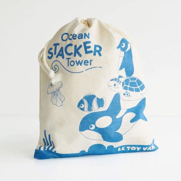 Trælegetøj - LE TOY VAN - Ocean Folding Tower - 9 figurer - FSC Sort og hvid