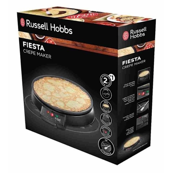 Crêpière RUSSELL HOBBS - 20920-56 - Stegeflade 30 cm - Justerbar termostat - 1000 W sort