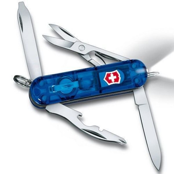 Sveitsiläinen taskuveitsi - VICTORINOX - Midnite Manager Sapphire - LED - Läpinäkyvä sininen Gennemsigtig blå