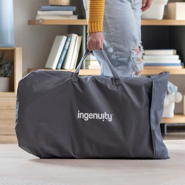 INGENUITY Transat vauvalle, taitettava, vatsahieronta - Parker, kiinteä tai keinuva asento, värinät, melodit ja irrotettava leikkikaari grå