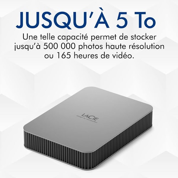 Diske hårde eksterne LaCie Mobile Drive Moon Silver USB-C STLP1000400 - 1To