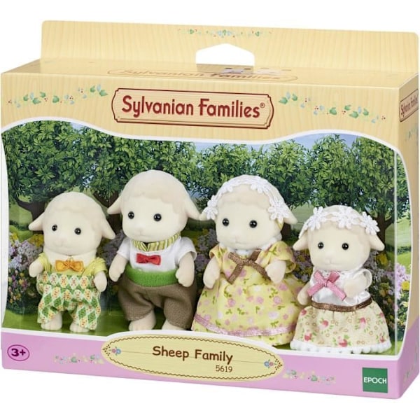 SYLVANISKE FAMILIER - Fårefamilie - 4 artikulerede og omhyggeligt klædte figurer Beige