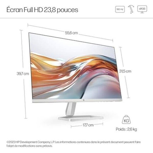HP 524sw skærm - Full HD IPS 100Hz 5ms - Hvid