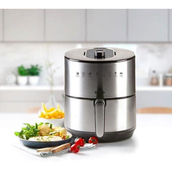 DOMO DO530FR - Deli-frituregryde 4L - Varmluftfriture - 1,2 kg - 80° til 200°C - 8 programmer - 60 min timer - LCD-skærm