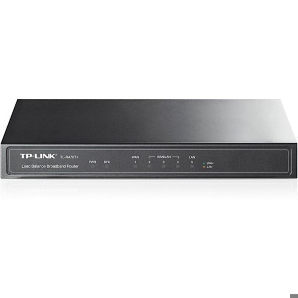 TP-LINK TL-R470T+ Router - 5 Ethernetportar Multi-Wan - Brandvägsskydd - Föräldrakontroll Svart