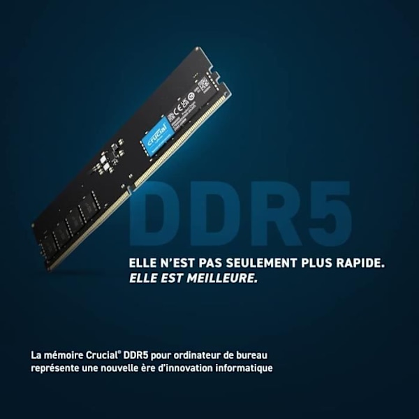 RAM-hukommelse - CRUCIAL - DDR5-4800 UDIMM-sæt - 64 GB: 2x32 GB (CT2K32G48C40U5)