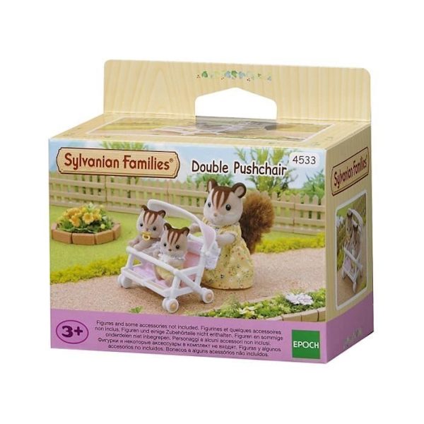 Sylvanian Families tuplarattaat - Mukavat ja käytännölliset - Kaksosille - Tytöille 4-vuotiaasta alkaen Pink, beige og hvid