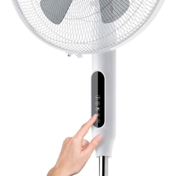 BLACK+DECKER BXBXEFP50E gulvventilator på 50W, 3 hastigheder, 3 tilstande, justerbar højde, berøringskontrol og fjernbetjening. valkoinen