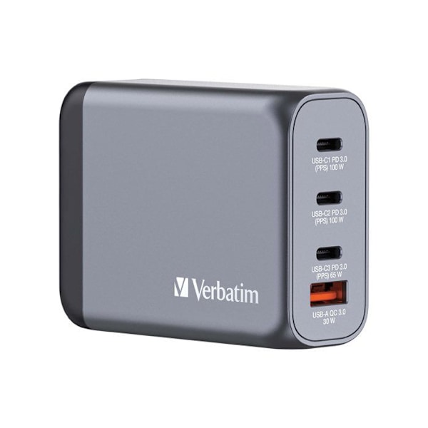 TELEFON, OPLADER, VÆG, Verbatim Gnc-100 Gan Oplader 4 Porte 100w Karakteristika Hovedfarve Grigio Antal USB-porte