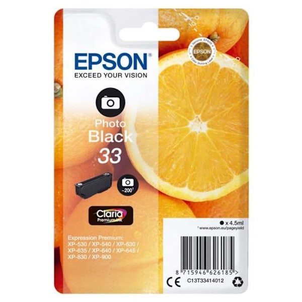 EPSON Original bläckpatron 33 - 4,5 ml - foto Svart