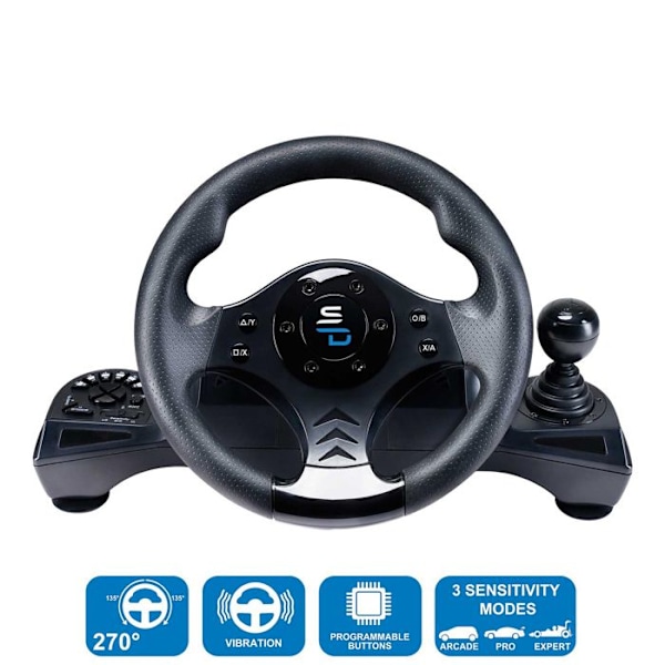 Superdrive - GS750 racerhjul med pedaler, padler, skifter og vibrationer til Xbox Series X/S, PS4, Xbox One, PC Svart