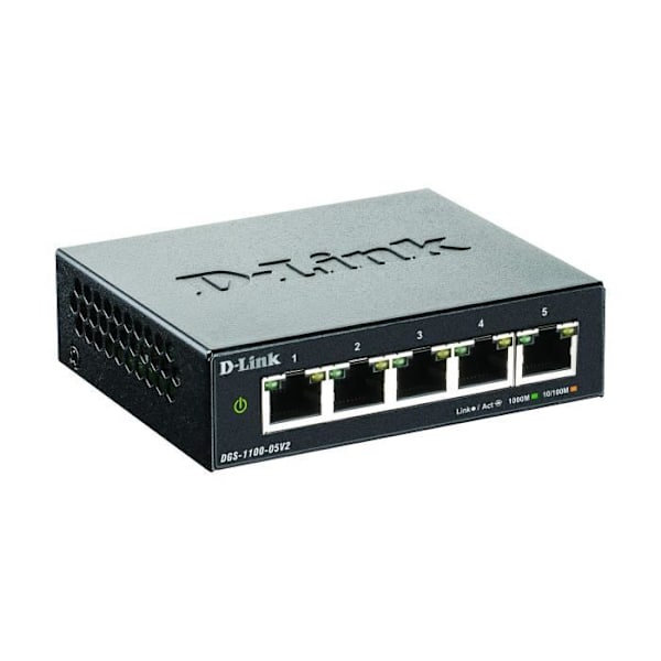 D-LINK DGS 1100-05V2 - Kytkin - älykäs - 5 x 10/100/1000 - Pöytäkone - AC 100/240 V