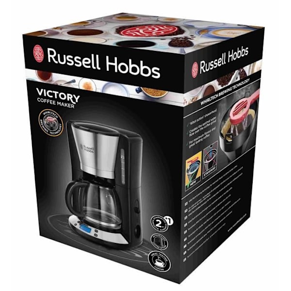 Suodatinkahvinkeitin - RUSSELL HOBBS - Victory 24030-56 - 1100 W - 1,25 L - Ohjelmoitava - WhirlTech-tekniikka Skinnende og sort stål