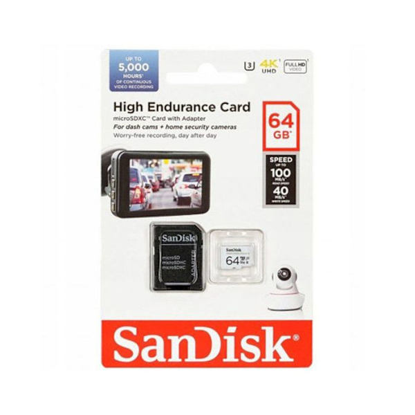 MicroSDXC-kort - SanDisk - 64 GB - 100 MB/s læsning - 40 MB/s skrivning - Klasse 10, U3, V30