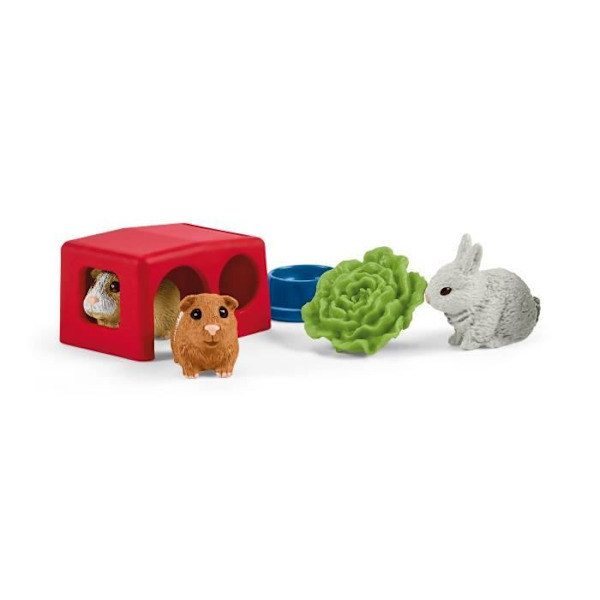 Talo kaneille ja marsuille, hahmo ja tarvikelaatikko, lahja pojille ja tytöille - lelu 3 vuotta ja + -schleich Flerfärgad