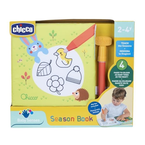 Väritettävä kirja - CHICCO - Vuodenaikojen kirja - Sekä tytöille että pojille - 18 kuukautta - 3 vuotta