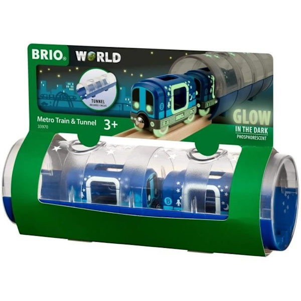 Brio metro tog og tunnel - BRIO - Ukendt model - Hovedfarve: Blå - Materiale: træ