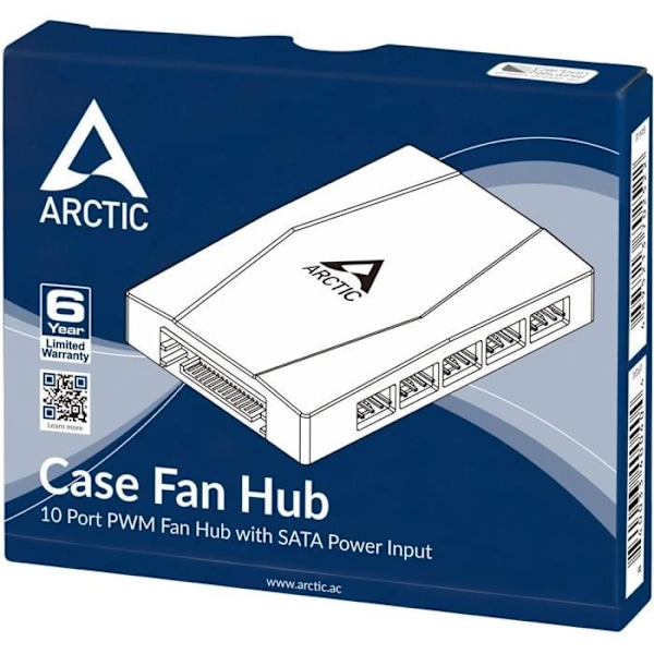 Hub PWM - ARCTIC - ACFAN00175A - 10 blæsere - SATA-strømforsyning - 10 porte