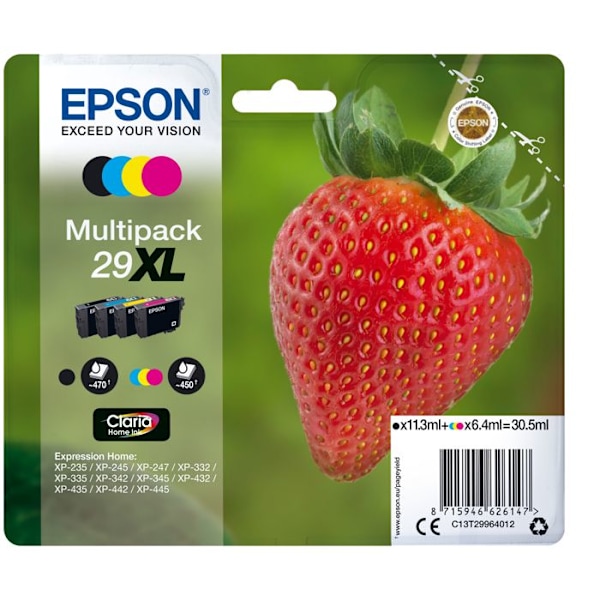 EPSON Multipack Strawberry Ink Cartridge - svart, cyan, magenta, gul (XL)
