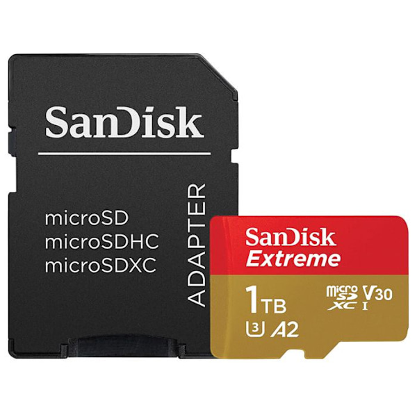SanDisk Extreme 1024 GB UHS-Klasse 3 microSDXC-kort, stødmodstand, vandtæt