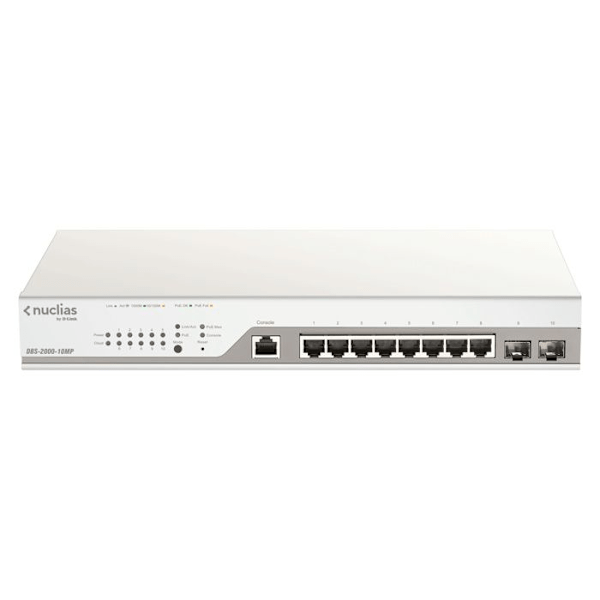Hallittu Gigabit Ethernet -verkkokytkin - D-LINK - DBS-2000-10MP - 10 porttia - Virtalähde Via ce