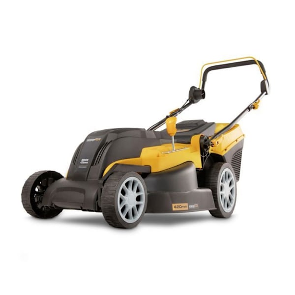 POWERPLUS POWXG6281 Elektrisk Plæneklipper - 2000W, 420mm Ø, Opsamling, Mulching, Bagudkast sort