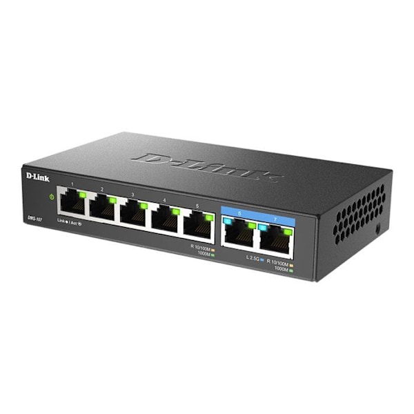 Kytkin - DLINK - 7 porttia - Gigabit Ethernet - Itsenäinen - Nopea liitettävyys musta