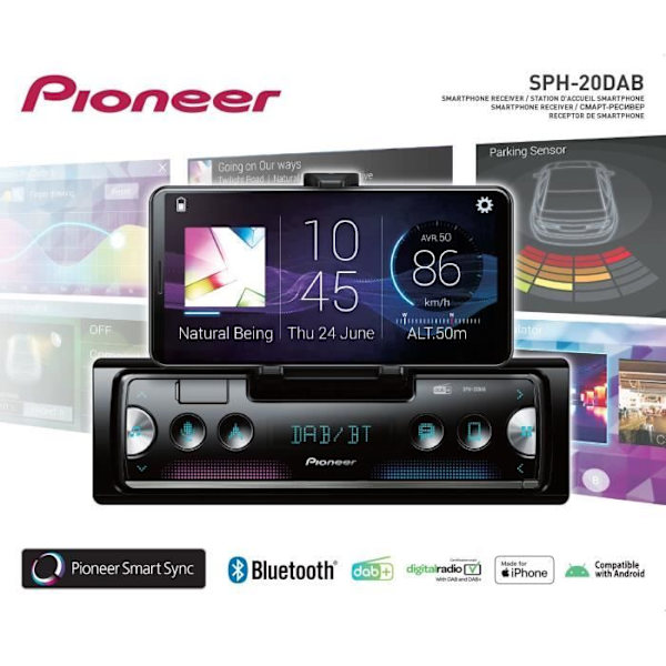 Autoradio - PIONEER - 1DIN - Integreret smartphone støtte - Bluetooth - DAB - USB - Forbundet via Pioneer Smart Sync app