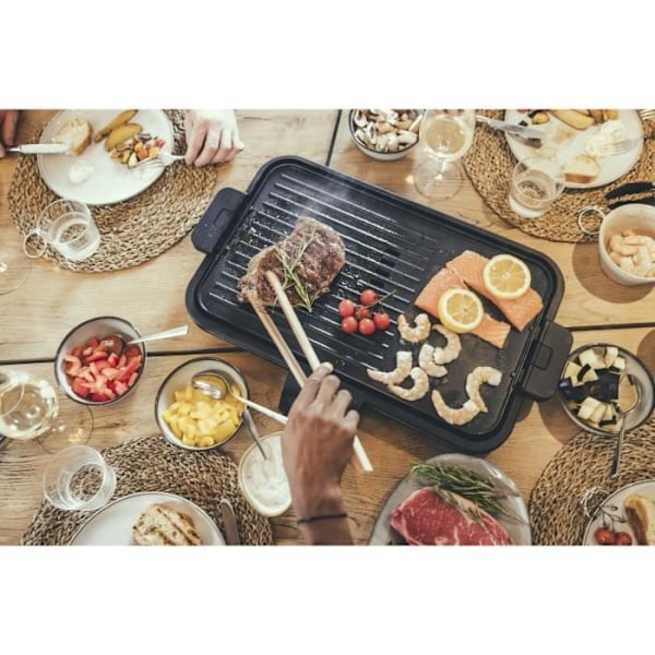 Plancha SEVERIN - PG8564 - Kypsennössä 50x30cm - Tarttumaton valurautapinta - Jopa 230°C - 2300W Sort/børstet rustfrit stål
