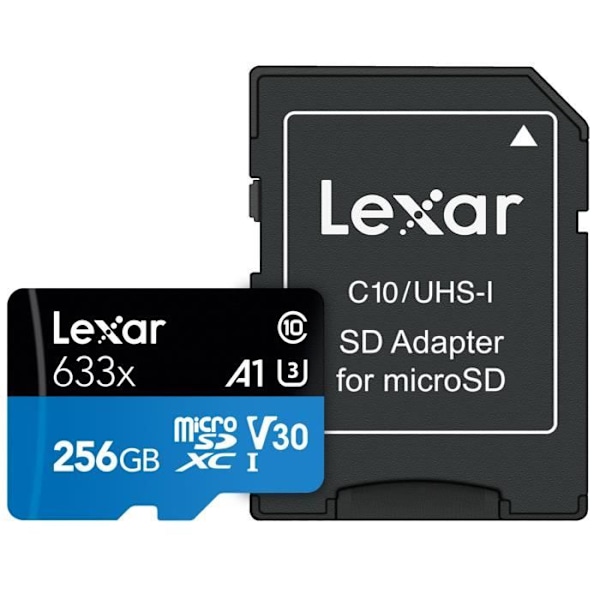 256 Gt Lexar High Performance 633x microSDXC UHS-I -muistikortti - LEXAR - Luokka 10 - V30 - A1