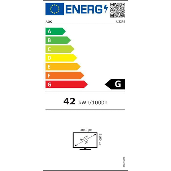 AOC U32P2 - LED-skærm - 31,5" - 3840 x 2160 4K @ 75 Hz - VA - 350 cd/m² - 3000:1 - 4 ms - 2xHDMI, DisplayPort - højttalere - sort