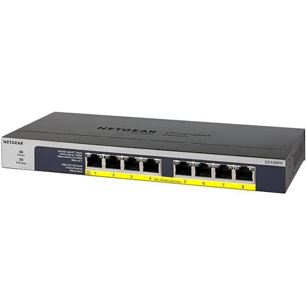 8-ports PoE+ 10/100/1000 Mbps switch