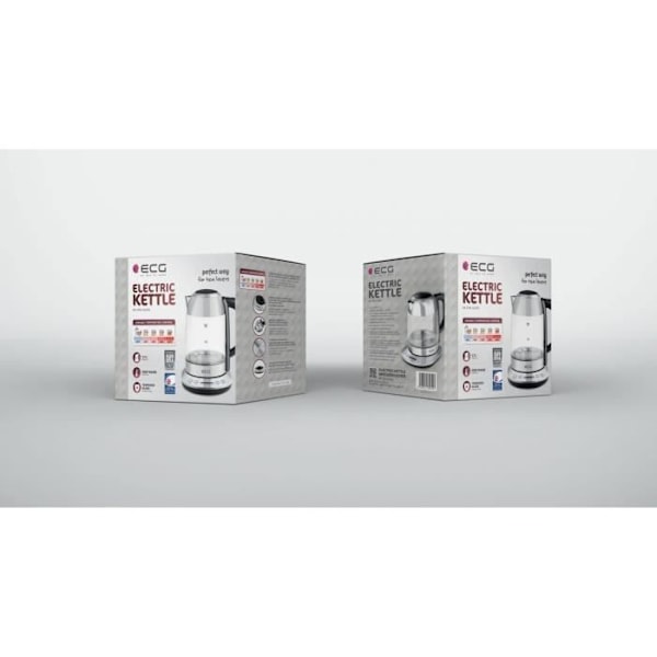 Elektrisk vattenkokare - ECG - RK 1781 Glas – 1,7 L – Justerbar temperatur 40–100 °C – Håll varm funktion – Härdat glas & rostfritt stål