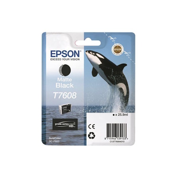 Tintenpatron - EPSON - T7608 M BK - Sort - Kompatibel - Pakke med 1