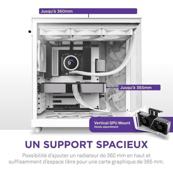 Mellanstor, Mid Tower - NZXT - H6 Flow - Dubbelkammare - Luftkylning - Vit