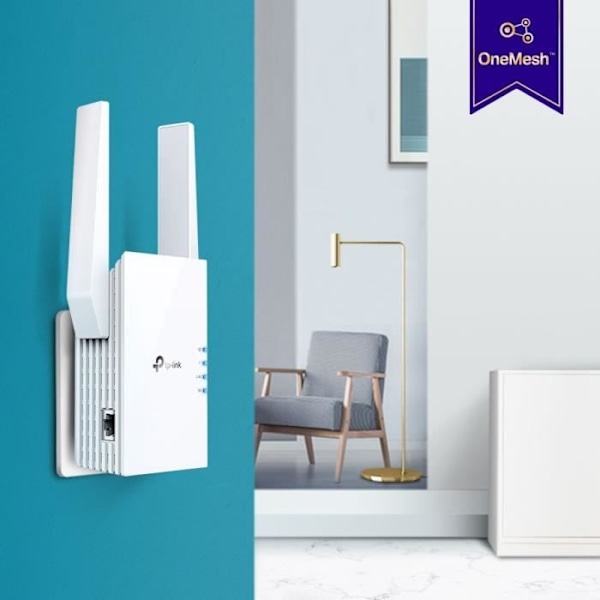 Kraftfull WiFi 6 repeater AX1800 Mbps - TP-Link RE605X - Täcker upp till 100 m² - Dual band - Kompatibel med alla boxar