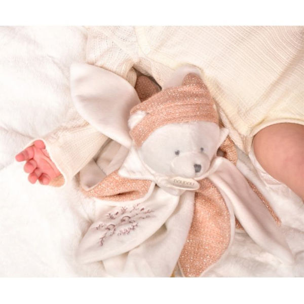 Doudou fladede petaler Bjørn Rosa Lyserød