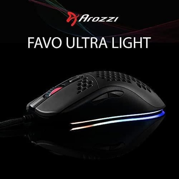 Arozzi Favo Ultra Light RGB Gamer Wired Mouse (svart)