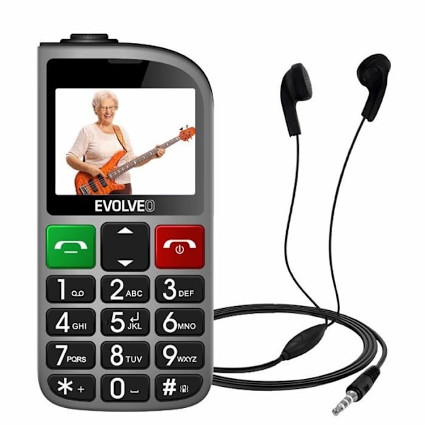 EVOLVEO EasyPhone FL sølv med opladningsstand.