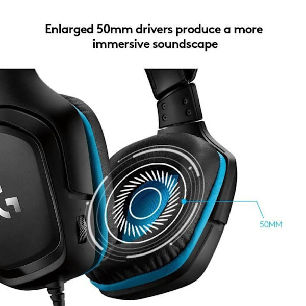 Gaming headset - Kablet - Logitech G - G432 - Med mikrofon - Sort