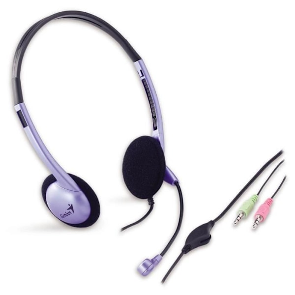 Genius HS02B Headset - Justerbart, lätt, volymkontroll