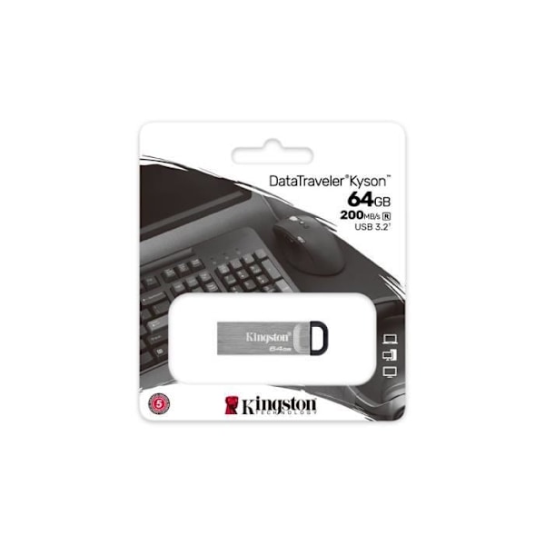 KINGSTON DataTraveler® Kyson 64GB USB-flashdrev - Med elegant metalhus uden hætte