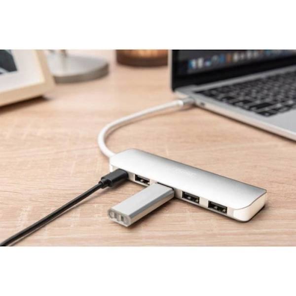 USB 3.1 Hub (Gen 1) - DIGITUS - DA-70242-1 - 4+1 porte med hurtigopladningsport - Grå