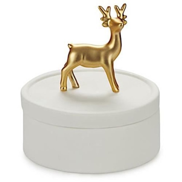 Smykkeskrin - Balvi - Deerling - Hvid/guld porcelæn - 10,4 x 9,8 cm - Unisex guld, vit