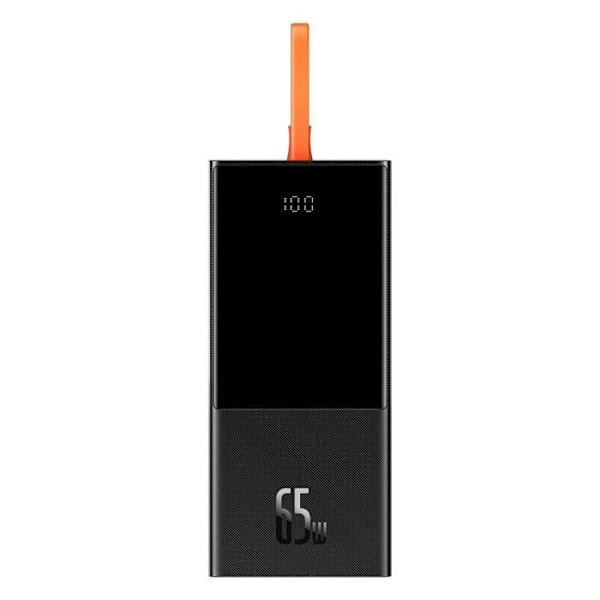 Baseus 20000mah bærbart eksternt batteri LCD-skærm Hurtigopladning 65w sort Sort