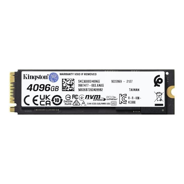KINGSTON - Intern SSD - KC3000 - 4096GB - M.2 NVMe (SKC3000D/4096G)
