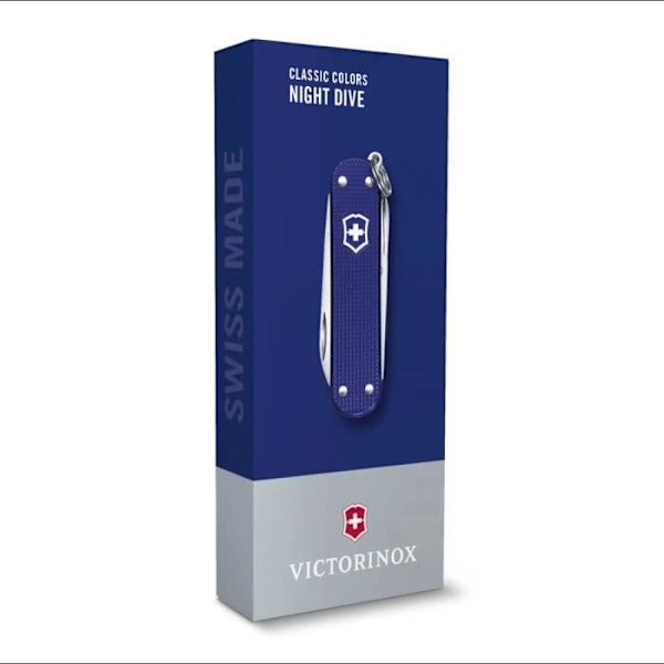 Cuisinier Schweiz - Victorinox - Classic Alox - 5 funktioner - Anodiseret aluminium - Blå Natdyk
