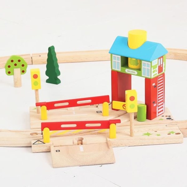 BigJigs Toys puinen merkkipylväs - Signal Box -malli - Yli 3-vuotiaille lapsille Flerfärgad